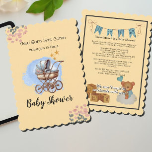 Cute Watter colour Personalised Baby Shower  Invitation