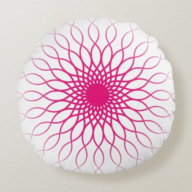 Cute Wave Floral Line Pattern Round Cushion (Front)