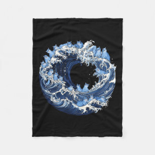 Cute Wave Of Blue Cats For Kamala 2 Fleece Blanket