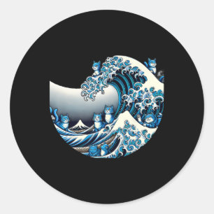 Cute Wave Of Blue Cats For Kamala Funny 1 Classic Round Sticker