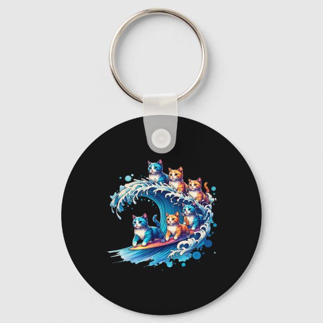 Cute Wave Of Blue Cats For Kamala Funny 2  Key Ring (Front)