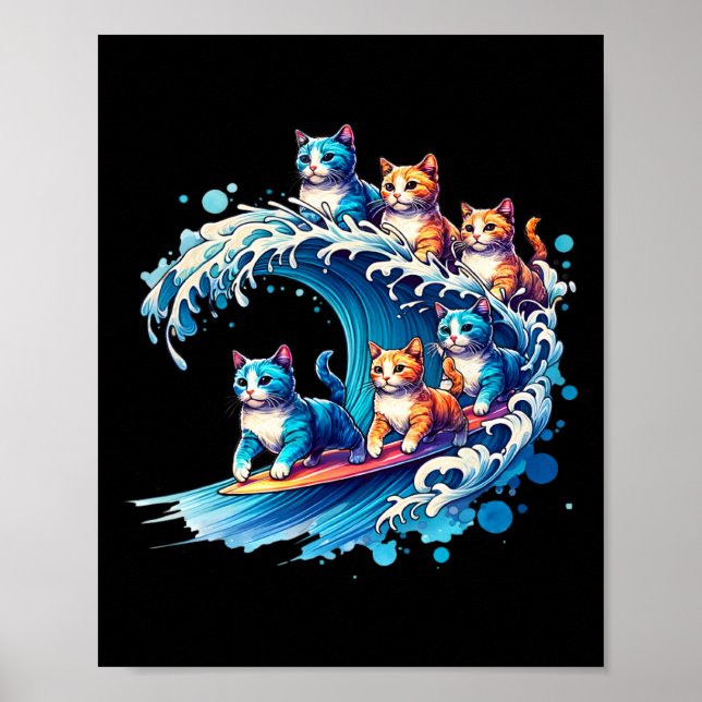 Cute Wave Of Blue Cats For Kamala Funny 2  Poster (Front)