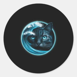 Cute Wave Of Blue Cats For Kamala Funny Classic Round Sticker