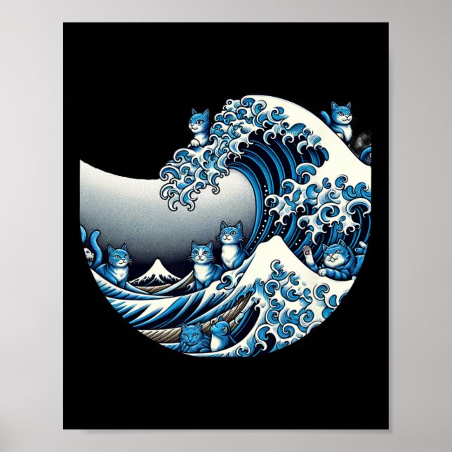 Cute Wave Of Blue Cats For Kamala Funny  Poster (Front)