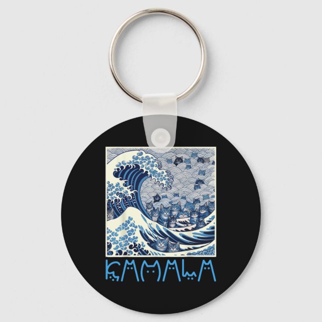 Cute Wave Of Blue Cats For Kamala  Key Ring (Front)