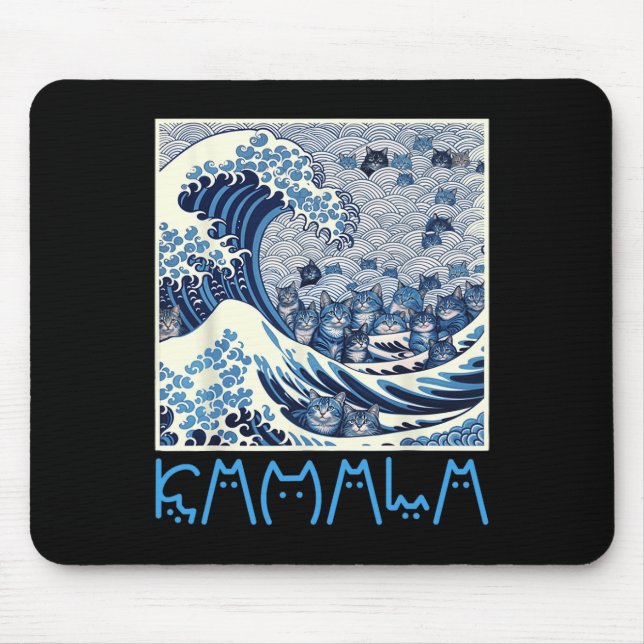 Cute Wave Of Blue Cats For Kamala  Mouse Pad (Front)