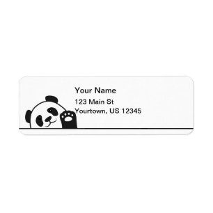 Cute Waving Panda Bear Return Address Label