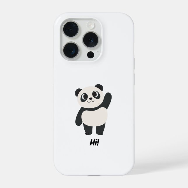 Cute Waving Panda "Hi" Friendly Cartoon Phone Case (Back)