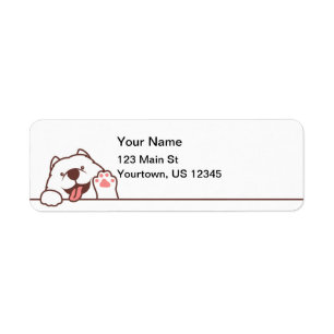 Cute Waving Samoyed Dog Return Address Label
