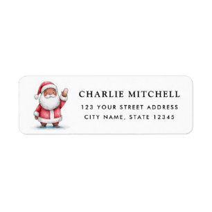 Cute waving Santa Christmas holiday return address Label