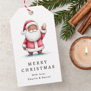 Cute waving Santa illustration Merry Christmas Gift Tags
