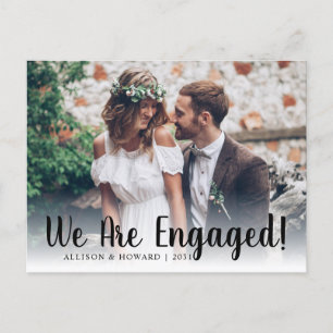 Cute We Are Engaged Photo Script Engagement Party Announcement Postcard