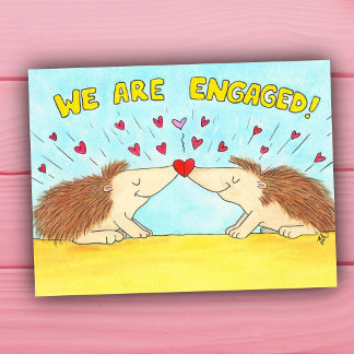 Cute "We are engaged! " Postcard