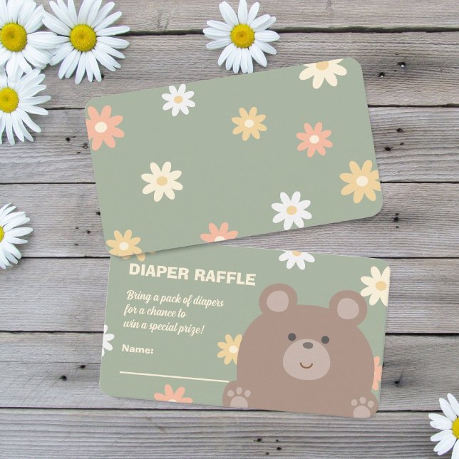 Cute We Can Bearly Wait Baby Shower Diaper Raffle Enclosure Card (Creator Uploaded)