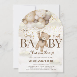 Cute We Can Bearly Wait baby shower Invitation