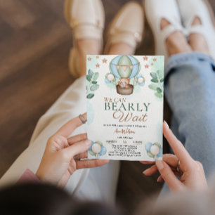 cute we can bearly wait baby shower  invitation