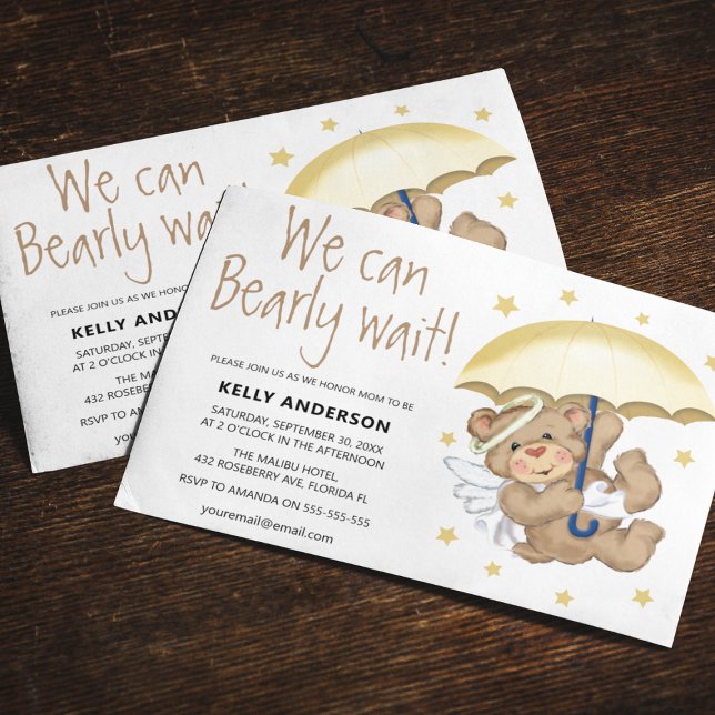 Cute We Can Bearly Wait! baby shower Invitation (Creator Uploaded)