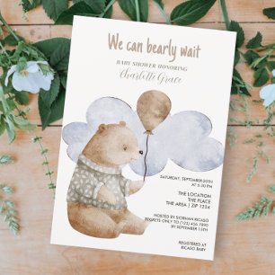 Cute We Can Bearly Wait Baby Shower Invitation