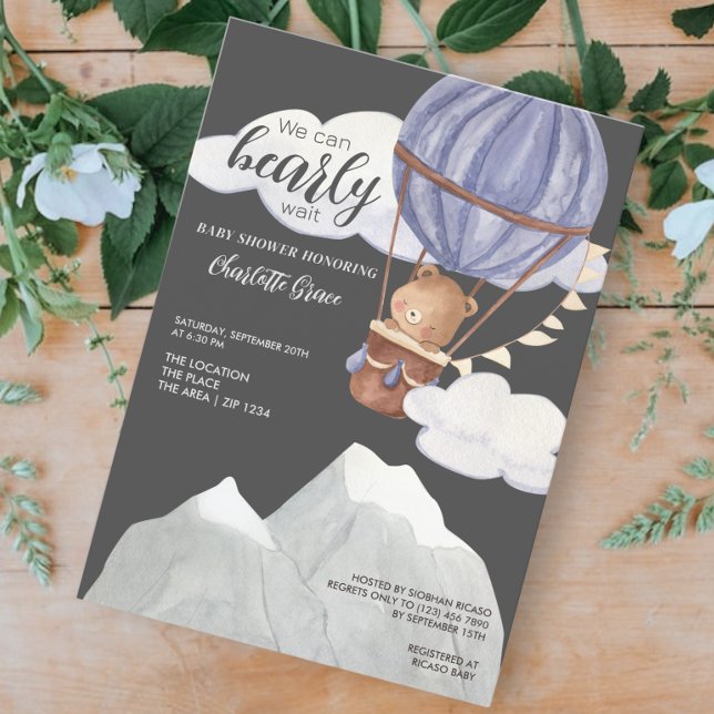 Cute We Can Bearly Wait Baby Shower Invitation (Creator Uploaded)