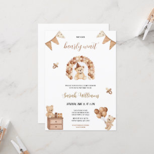  cute we can bearly wait brown bear babyshower  invitation
