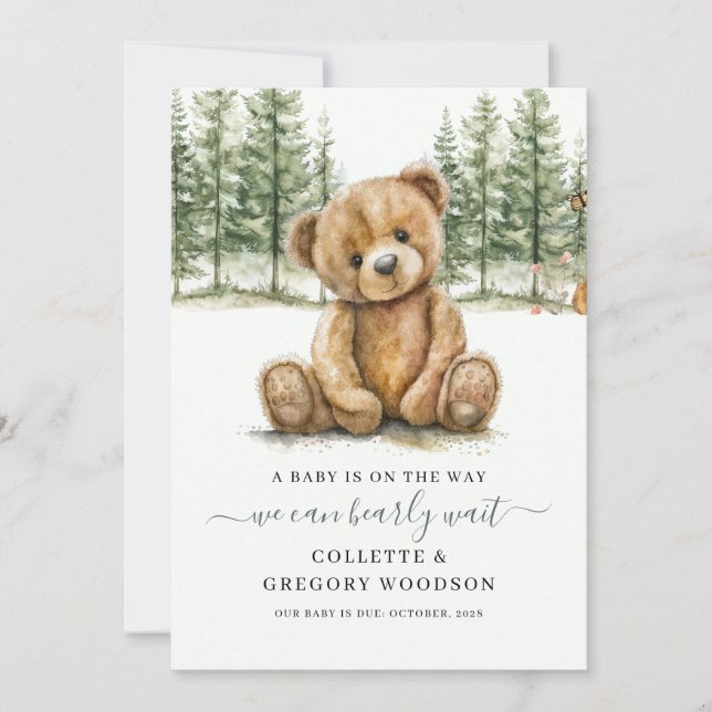 Cute We Can Bearly Wait Pregnancy  Announcement (Front)