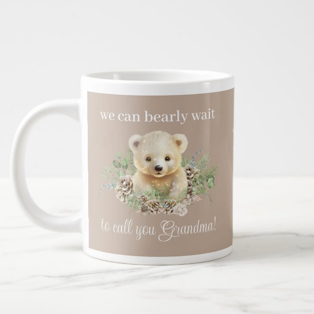 Cute We Can Bearly Wait Pregnancy Announcement Large Coffee Mug (Left)