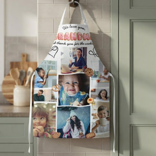 Cute We Love You Grandma Photo Collage Script Apron