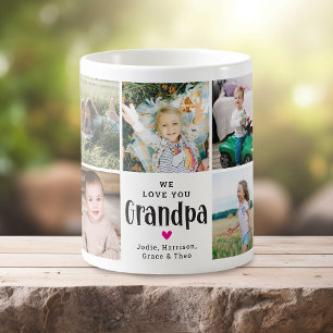 Cute 'We Love You Grandpa' Photo Collage Coffee Mug