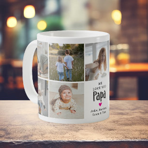 Cute 'We Love You Papa' Photo Collage Coffee Mug