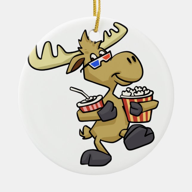 Cute Wearing 3D Glasses | choose background colour Ceramic Ornament (Front)