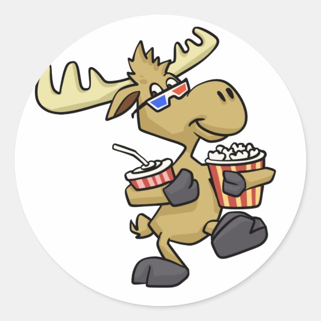 Cute Wearing 3D Glasses | choose background colour Classic Round Sticker (Front)