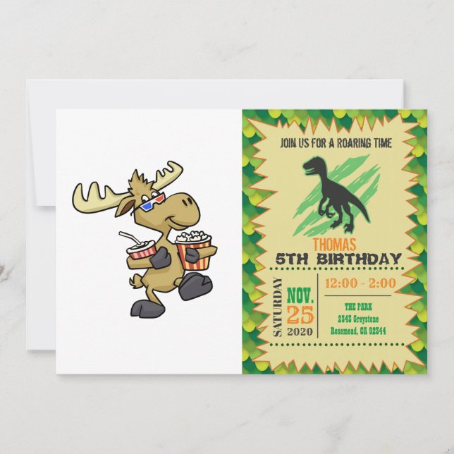 Cute Wearing 3D Glasses | choose background colour Invitation (Front)