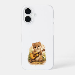 Cute Weasel Guitar iPhone 16 Case Kawaii