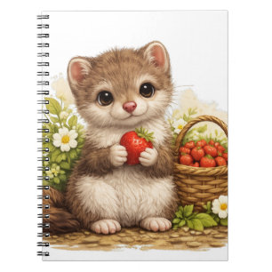Cute Weasel Strawberry Kawaii Notebook