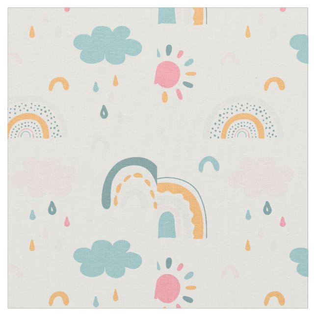 Cute Weather Pattern Fabric (Close Up)