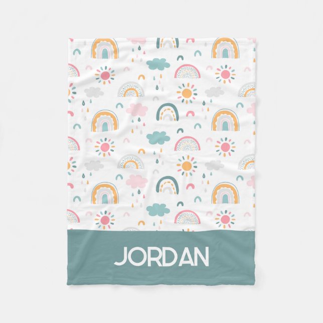 Cute Weather Pattern Fleece Blanket (Front)