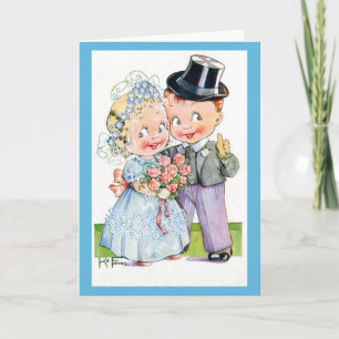 Cute Wedding Card, Altered Vintage Bride & Groom Card