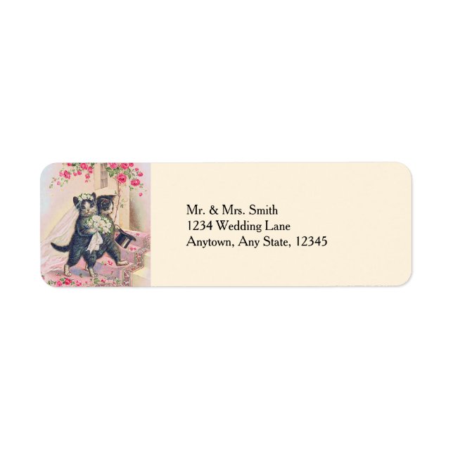 Cute Wedding Cats Bride and Groom Return Address Label (Front)