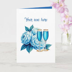 Cute Wedding Champagne flowers customisable  Card
