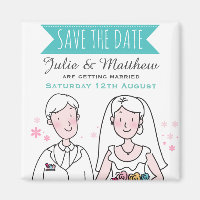 Cute Wedding Couple Doodle Save the Date Custom