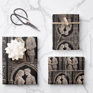 Cute Wedding Couple made of Wrapping Paper Sheet
