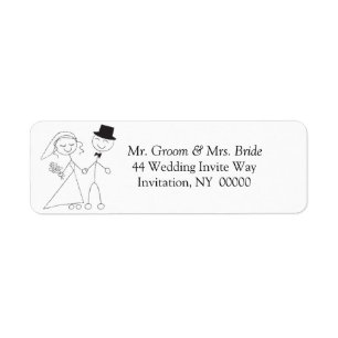 Cute Wedding Couple Return Address Label Stickers