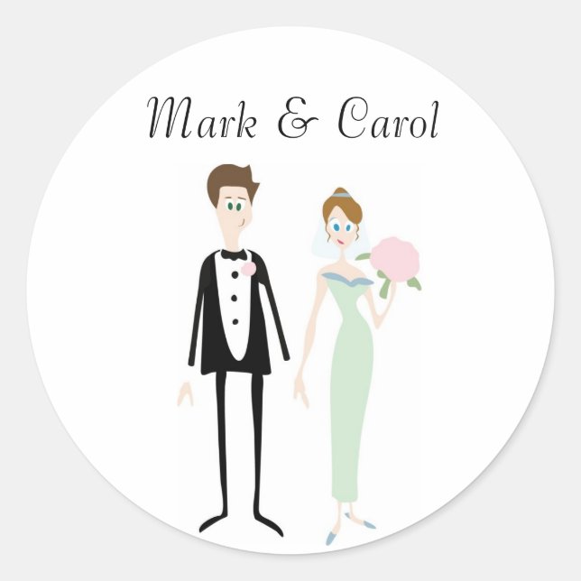 Cute Wedding Couple Stickers (Front)