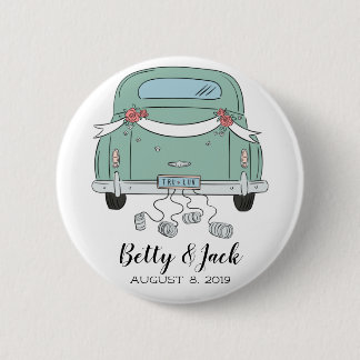 Cute wedding couple - vintage look just married 6 cm round badge