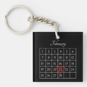 Cute Wedding Date Personalised Calendar Valentines Key Ring