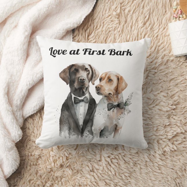 Cute Wedding Dogs Bride & Groom Pillow (Blanket)