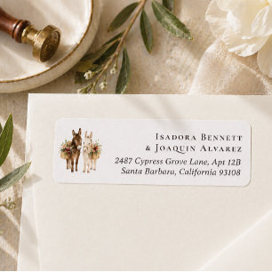 Cute Wedding Donkeys   Return Address Label