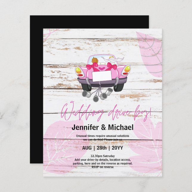 Cute Wedding Drive-By Budget Invitations (Front/Back)