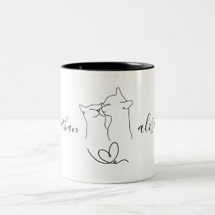 Cute Wedding Engagement Party Cats Couple Gift  Two-Tone Coffee Mug