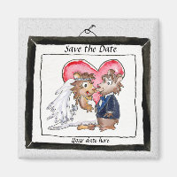 Cute Wedding Heart Cartoon Save the Date Magnets